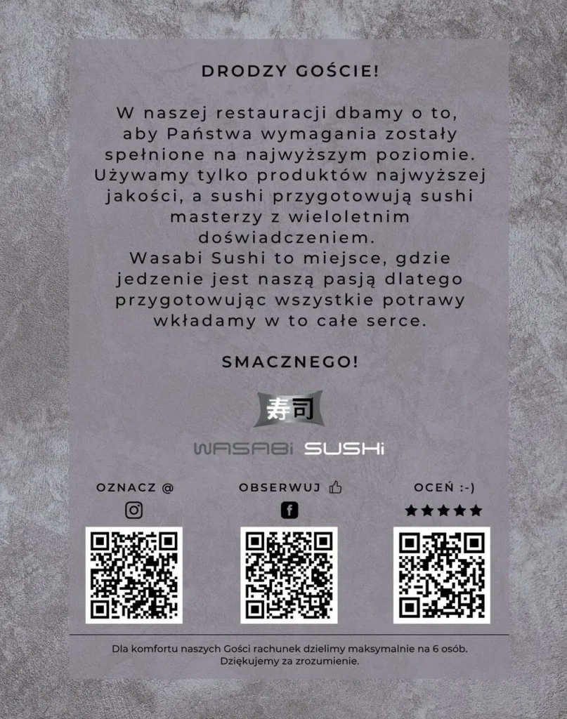 wasabi sushi menu klonowa